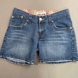 Levi's Slouch 501 Denim Jean Shorts Juniors Size 9 Raw Hem Blue Wash‎